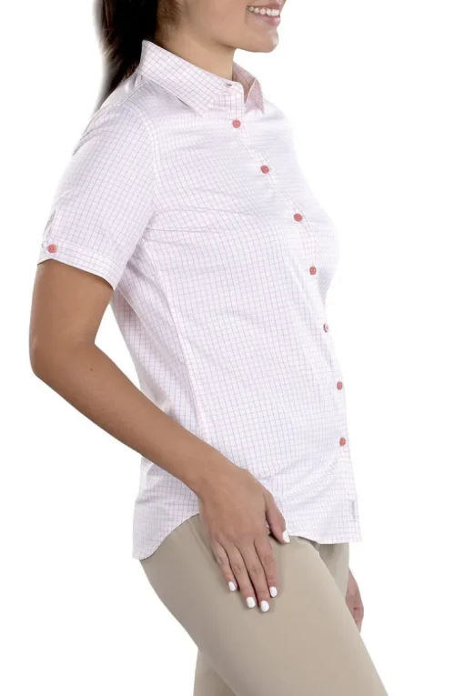 Caitlyn Dusty Pink Stretch Button Up Short Sleeve - FINAL SALE