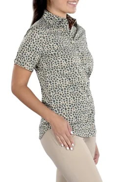 Caitlyn Mini Leopard Button Up Short Sleeve Shirt - FINAL SALE