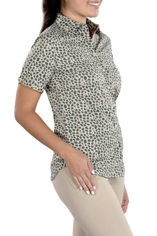 Caitlyn Mini Leopard Button Up Short Sleeve Shirt - FINAL SALE