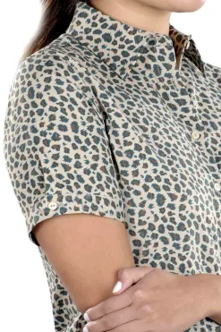 Caitlyn Mini Leopard Button Up Short Sleeve Shirt - FINAL SALE