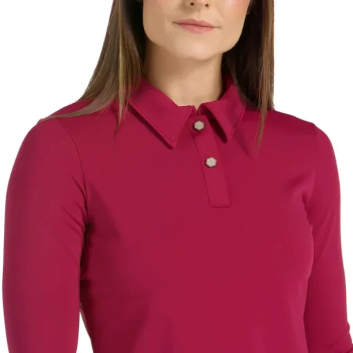 CLARA LONG SLEEVE CRIMSON GOLF SHIRT - FINAL SALE