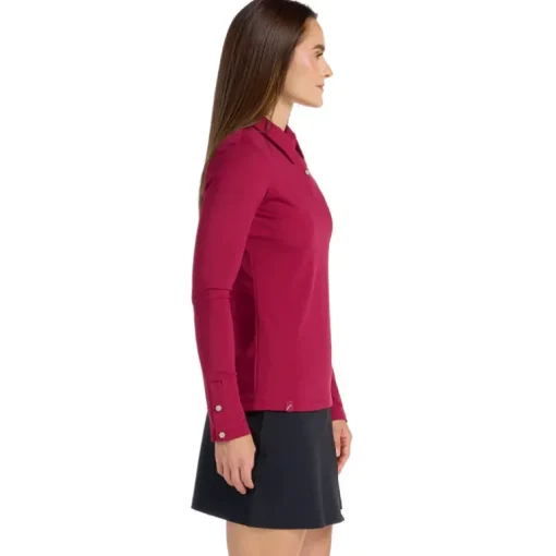 CLARA LONG SLEEVE CRIMSON GOLF SHIRT - FINAL SALE