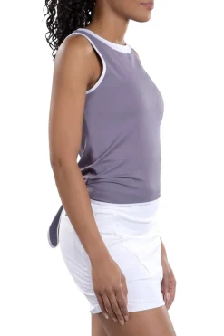 Eliza Tie-Back Tank Top in Secret and White - FINAL SALE
