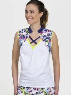 Front Strap Sleeveless White/Floral - FINAL SALE