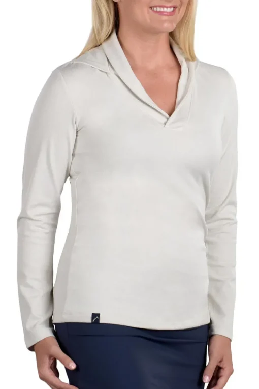Melanie Collared Cream Hoodie - FINAL SALE