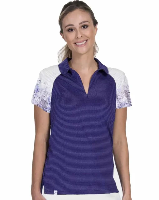Neon Dark Purple Polo with Tribal Fade Sleeves - FINAL SALE