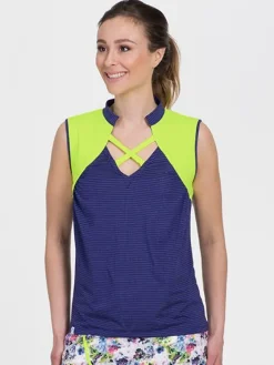 Neon Front Strap Sleeveless Polo Purple - FINAL SALE