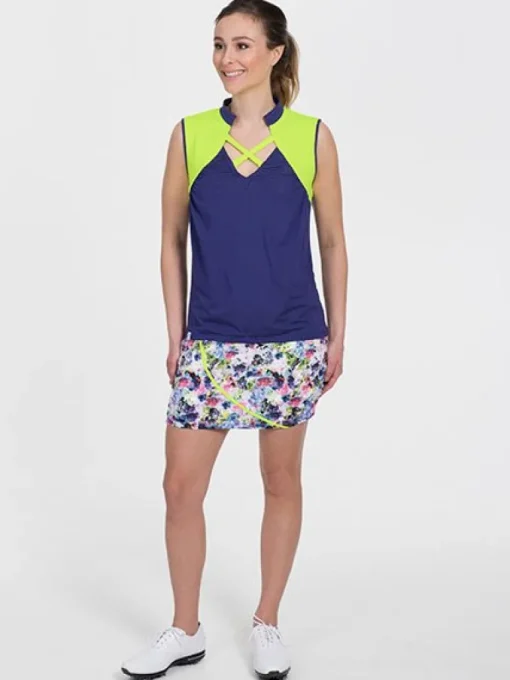 Neon Front Strap Sleeveless Polo Purple - FINAL SALE