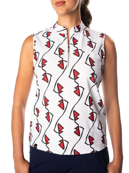Polly Lip Print Sleeveless Polo - FINAL SALE