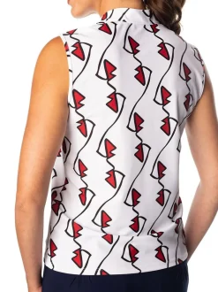 Polly Lip Print Sleeveless Polo - FINAL SALE