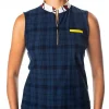 Polly Navy Plaid Sleeveless Polo - FINAL SALE