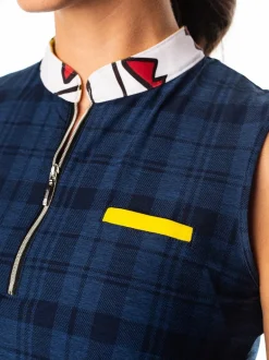 Polly Navy Plaid Sleeveless Polo - FINAL SALE