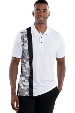 Trey White Black/Camo Vertical Stripe Polo - FINAL SALE