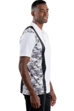 Trey White Black/Camo Vertical Stripe Polo - FINAL SALE