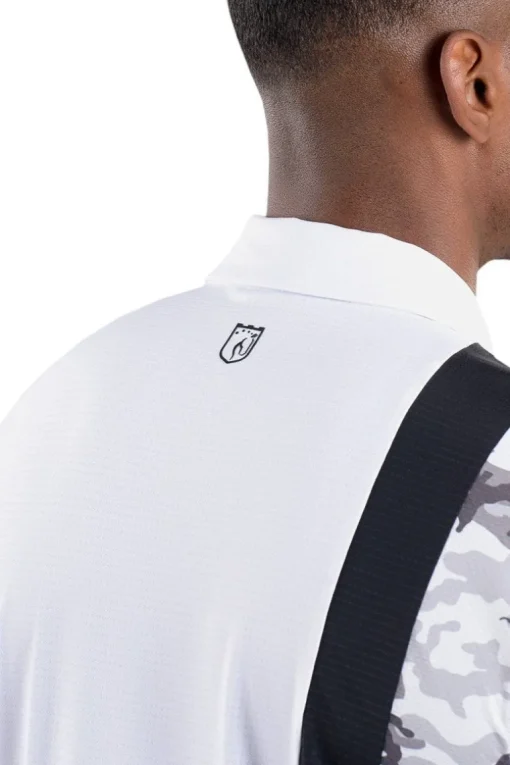 Trey White Black/Camo Vertical Stripe Polo - FINAL SALE
