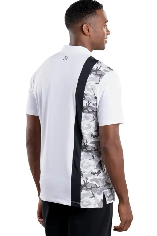 Trey White Black/Camo Vertical Stripe Polo - FINAL SALE