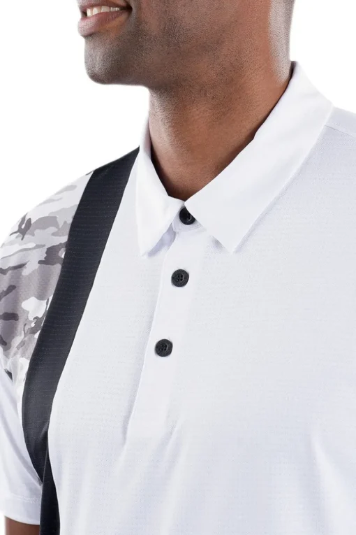 Trey White Black/Camo Vertical Stripe Polo - FINAL SALE