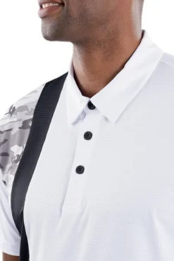 Trey White Black/Camo Vertical Stripe Polo - FINAL SALE
