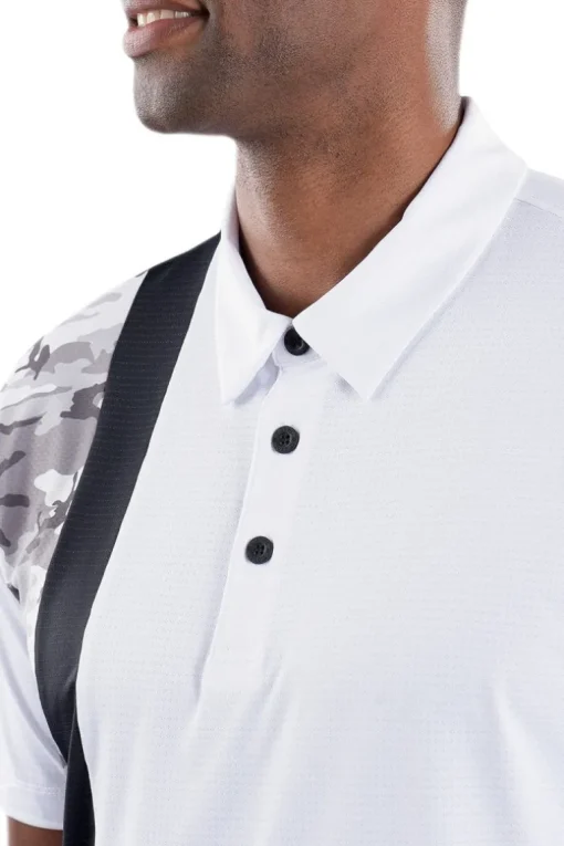 Trey White Black/Camo Vertical Stripe Polo - FINAL SALE